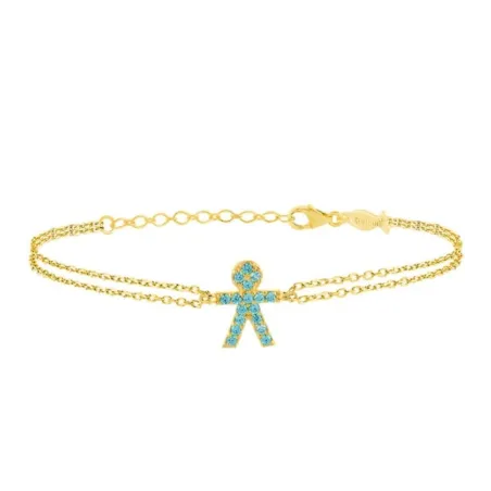 Bracciale Catenella Oro con Bimbo in Zirconi Azzurri