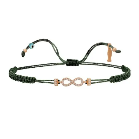 Bracciale Filo Macramè Verde Con Infinito Oro