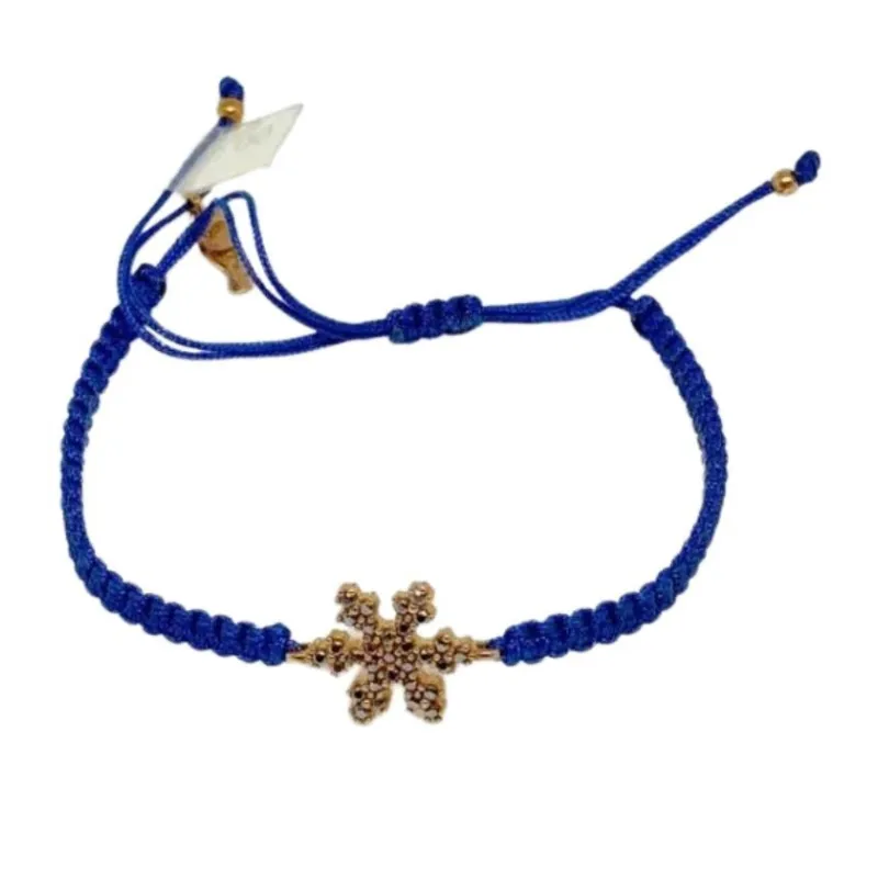 Bracciale Fiocco di Neve Oro filo macramè Blu