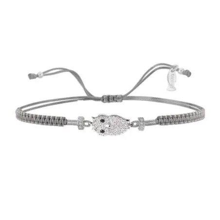 Bracciale Gufetto Argento Filo Macramè Grigio