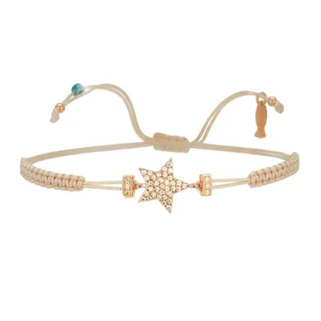 Bracciale Filo Macrame Beige con Stella Oro