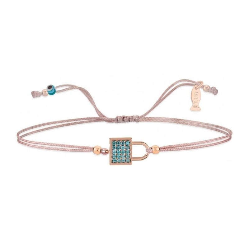 Bracciale Filo sottile Rosa con Lucchetto